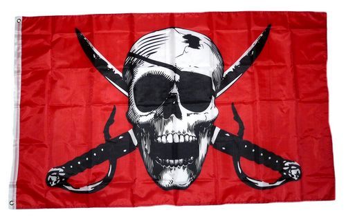 Fahne Flagge Pirat rot mit Säbel 90 x 150 cm 