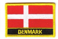 Fahnen Aufnäher Dänemark Schrift