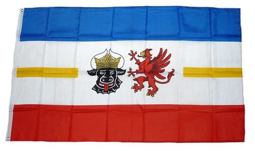 Flagge Fahne Mecklenburg mit Ochsenkopf 90 x 150 cm zum Hissen 