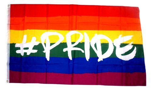 Fahne / Flagge Regenbogen Hashtag Pride 90 x 150 cm