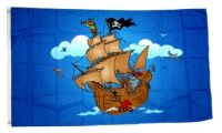 Fahne / Flagge Piratenschiff blau 60 x 90 cm