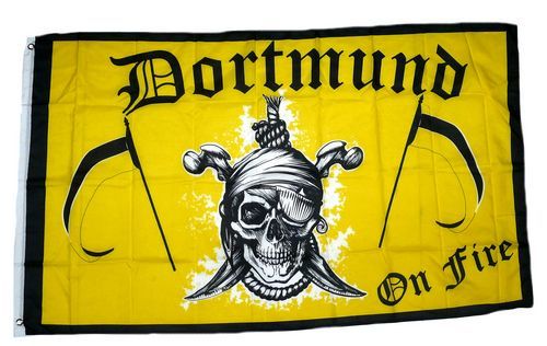 Flagge Fahne Dortmund on Fire Hissflagge 90 x 150 cm 