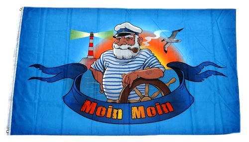 Moin Moin  Meerjungfrau Leuchtturm  Flagge Hißflagge Hissfahne 150 x 90 cm NEU