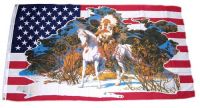 Fahne / Flagge USA - Indianer weißes Pferd 150 x 250 cm