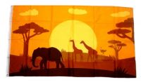 Fahne / Flagge Afrika Tiere Silhouette 90 x 150 cm