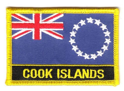 Fahnen Aufnäher Cook Inseln Schrift