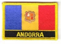 Fahnen Aufnäher Andorra Schrift