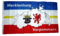 Fahne / Flagge Mecklenburg Vorpommern Karte 90 x 150 cm