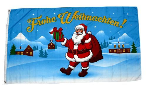 Frohe Weihnachten Rentier Weihnachtsmann  Fahne Flagge Hißflagge  150 x 90 cm 