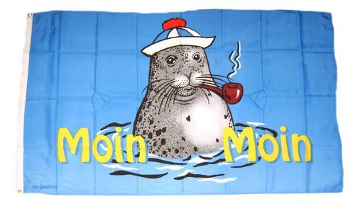 90 x 150 cm Fahnen Flagge Moin Moin Seehund 