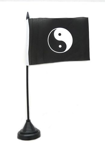 Fahne / Tischflagge Ying Yang schwarz NEU 11 x 16 cm Fahne