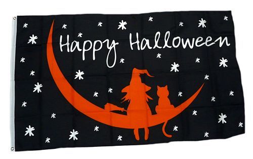 Fahne / Flagge Happy Halloween Mond 90 x 150 cm