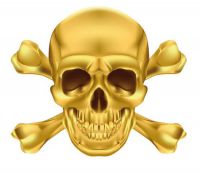 Aufkleber Sticker Totenkopf Skull goldfarben Autoaufkleber