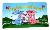 Fahne / Flagge Frohe Ostern küssendes Hasenpaar 60 x 90 cm