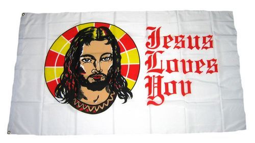 Fahne / Flagge Jesus Loves You 90 x 150 cm