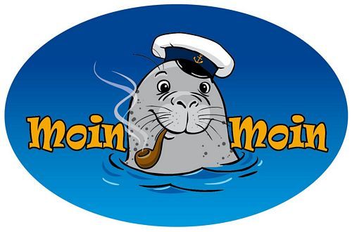 Wappen Aufkleber Sticker Moin Moin Seehund Pfeife