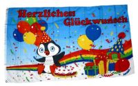 Fahne / Flagge Herzlichen Glückwunsch Ballons 90 x 150 cm