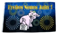 Fahne / Flagge Frohes Neues Jahr Glücksschwein 90 x 150 cm