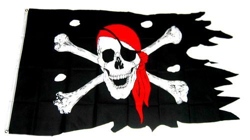 Fahne / Flagge Pirat mit Kopftuch Fransen 90 x 150 cm