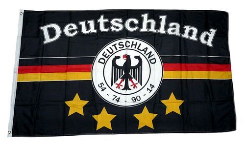 Fahne / Flagge Deutschland Fußball 4 Sterne schwarz 90 x 150 cm