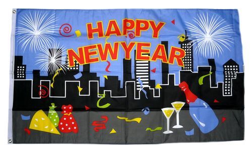 Fahne Flagge Happy New Year 90 x 150 cm 