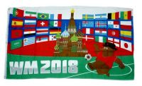 Fahne / Flagge WM 2018 Russland 32 Teilnehmer 90 x 150 cm
