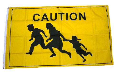 Fahne / Flagge Caution Vorsicht 90 x 150 cm