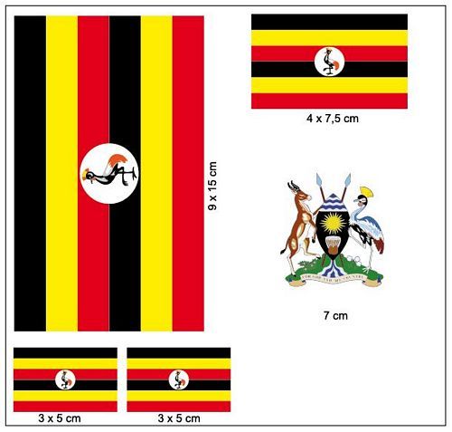 Fahnen Aufkleber Set Uganda
