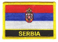 Fahnen Aufnäher Serbien Wappen Schrift