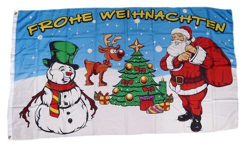 Fahne Frohe Weihnachten Schneemann Hissflagge 60 x 90 cm Flagge 