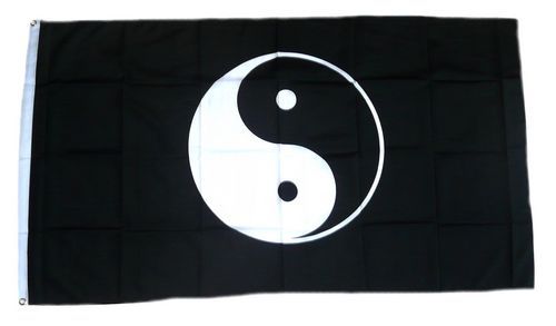 Fahne / Flagge Ying Yang schwarz 90 x 150 cm