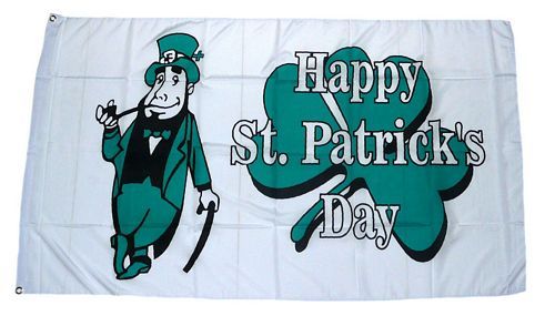 Fahne / Flagge Happy St. Patricks Day weiß 90 x 150 cm