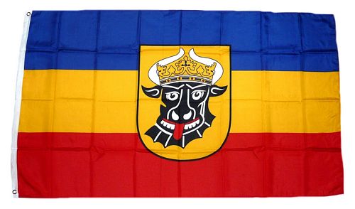 Fahne Flagge Mecklenburg mit Ochsenkopf 60 x 90 cm Bootsflagge Premiumqualität 