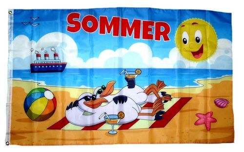 Fahne / Flagge Sommer Möwen Strand 90 x 150 cm
