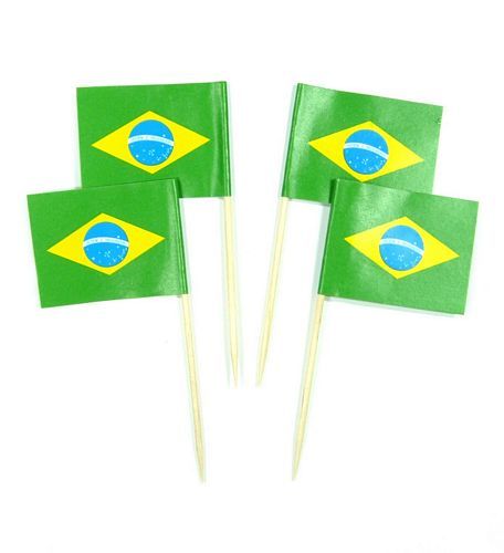 50 Minifahnen Dekopicker Brasilien 30 x 40 mm
