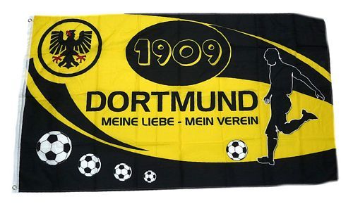 90 x 150 cm Fahnen Flagge Dortmund Südtribüne 1909 Fan 