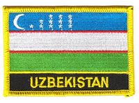 Fahnen Aufnäher Usbekistan Schrift