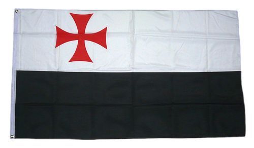 Fahne / Flagge Templer Kreuz schwarz / weiß NEU 90 x 150 cm