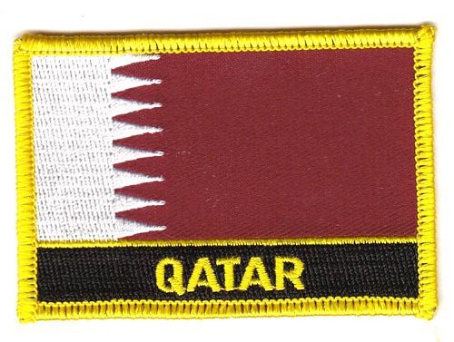 Fahnen Aufnäher Katar Schrift