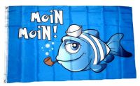 Fahne / Flagge Moin Moin Fisch Pfeife 90 x 150 cm