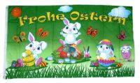 Fahne / Flagge Frohe Ostern Hasen 90 x 150 cm