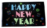 Fahne / Flagge Happy New Year black 90 x 150 cm