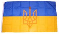 Flagge Fahne Ukraine mit Wappen 90 x 150 cm