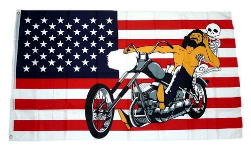 Fahne / Flagge USA - Motorrad Chopper 90 x 150 cm