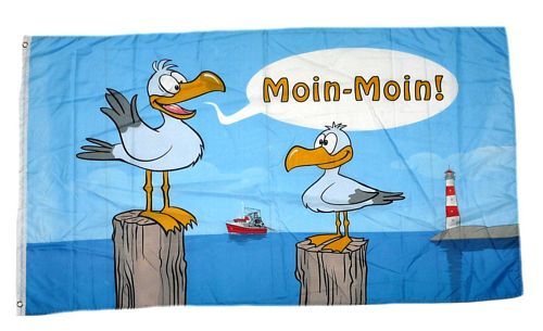 Fahne / Flagge Moin Moin Möwen 90 x 150 cm, Fun & Spass, Fun & Sonstiges