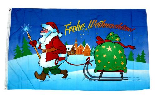 Fahne Frohe Weihnachten Weihnachtsmann rot Hissflagge 60 x 90 cm Flagge 